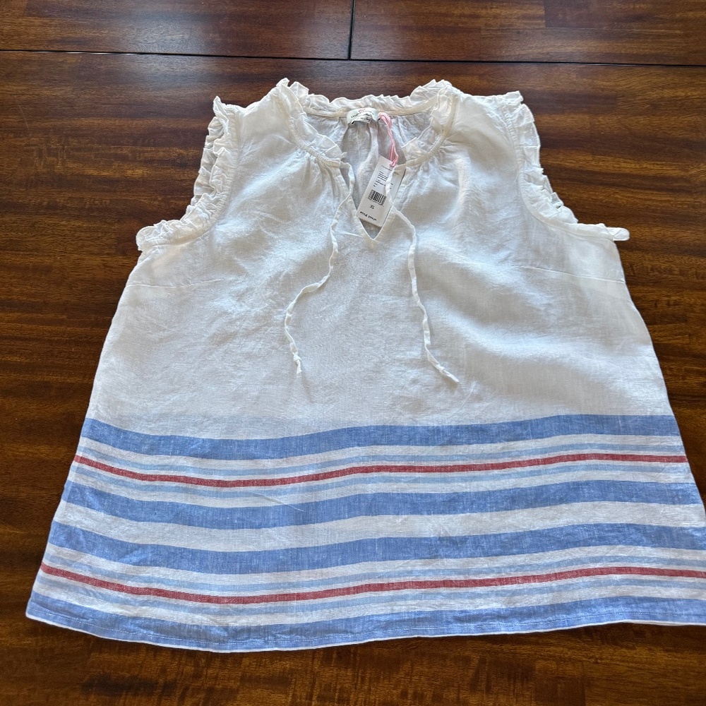 NWT Vineyard Vines Women's Linen Americana Ruffle Popover XL